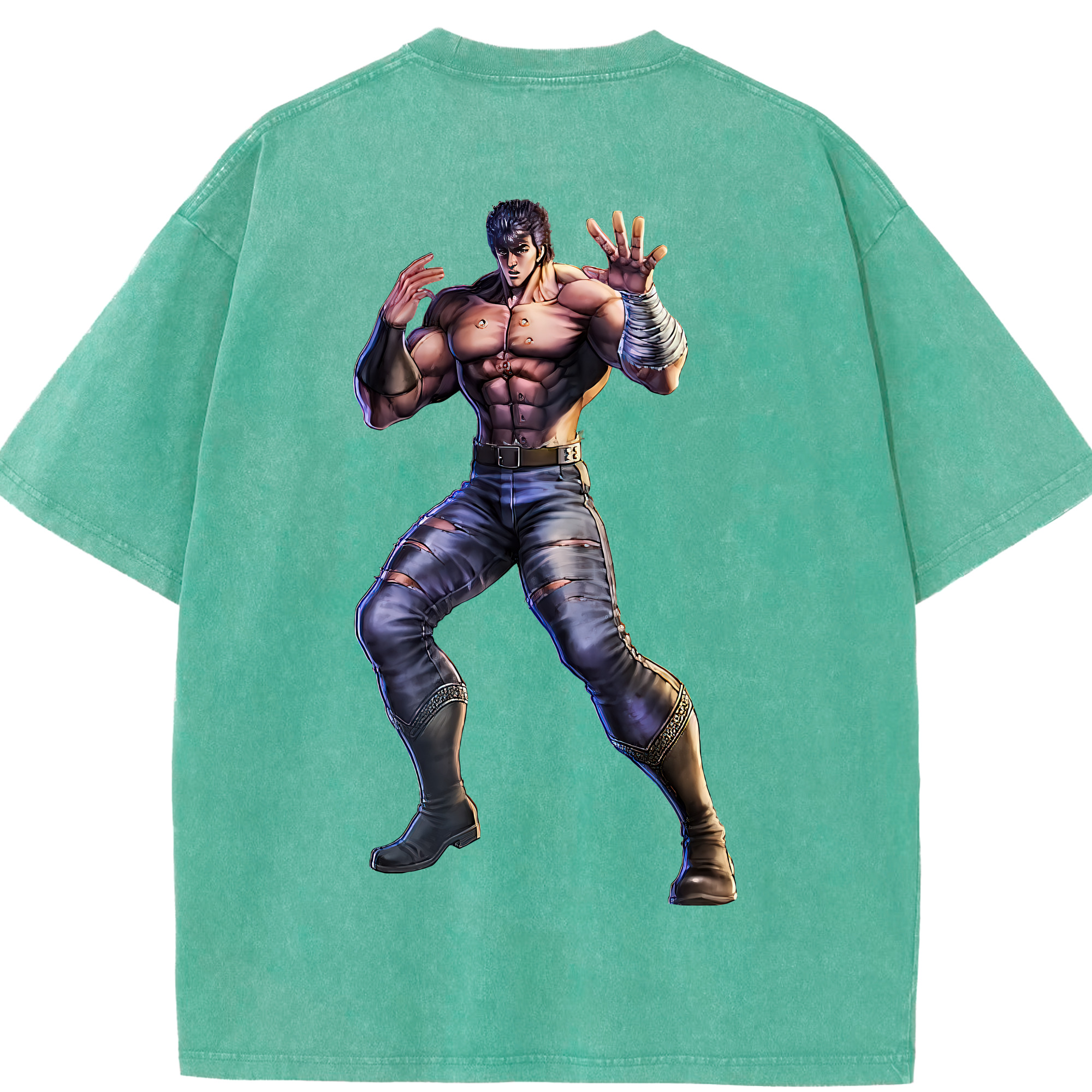 （画像用） 北斗の拳 Fist of the North Star 綿100% ヴィンテージ風 半袖Tシャツ（背面プリント）